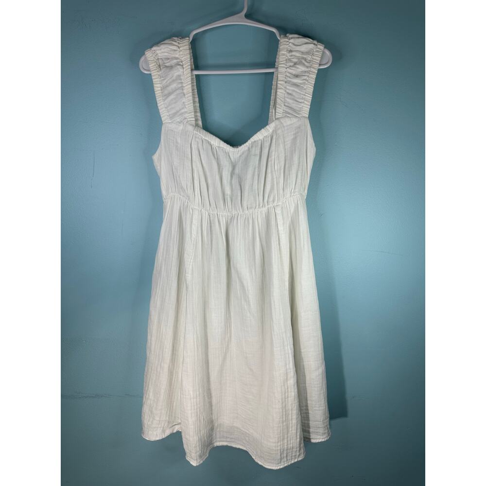 old Navy cotton-gauze babydoll mini dress ruffled straps shirred bust panel Med